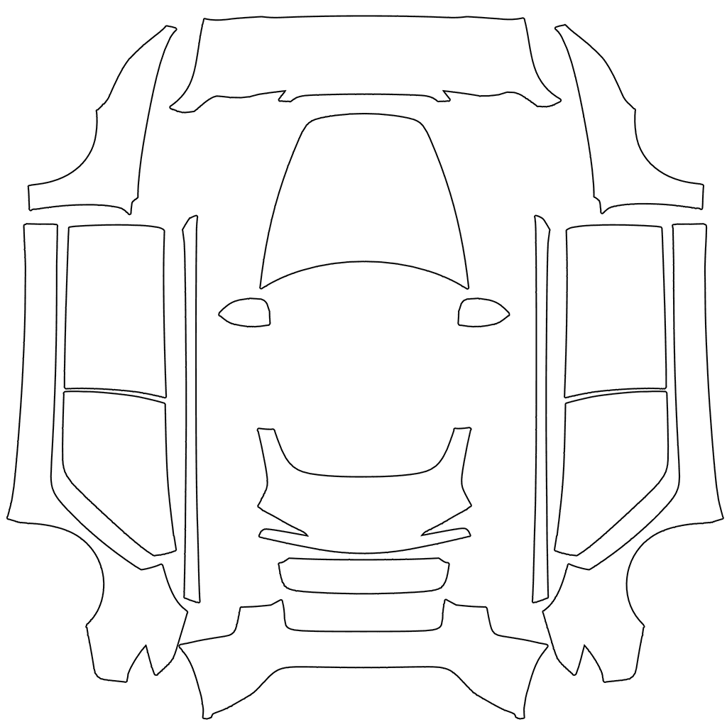 Tesla's official wrap template for the 2024+ Model 3 Standard and Premium, every body panel laid out flat