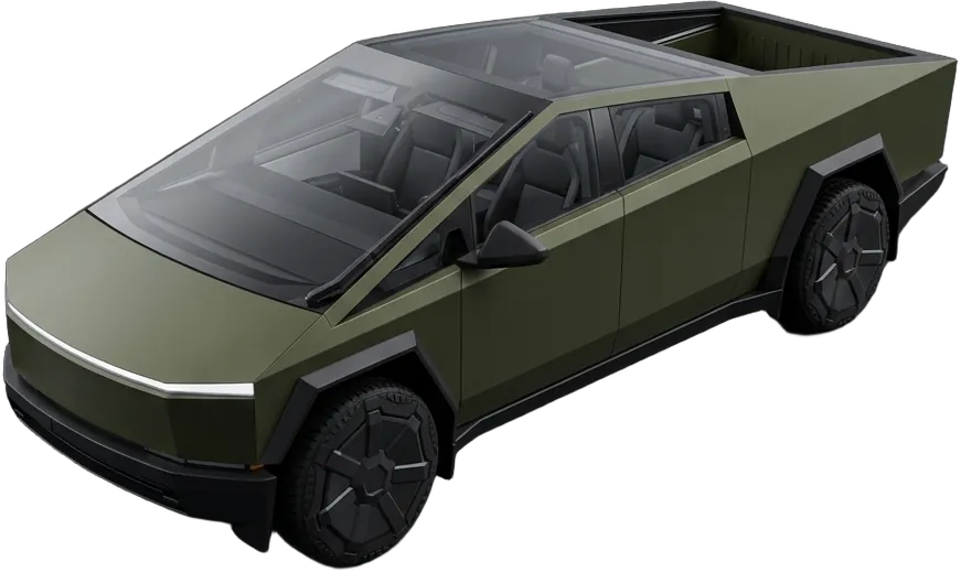AI-rendered matte military green wrap concept with carbon accents
