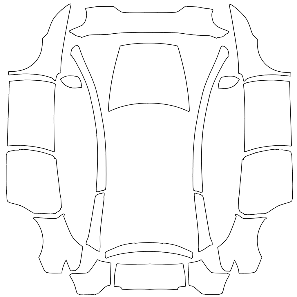 Tesla's official blank wrap template for the Model Y L, every body panel laid out flat